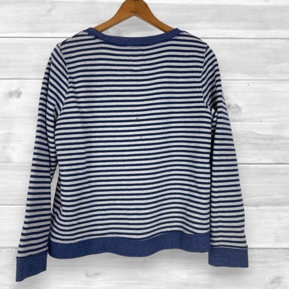 Levi's Blue Gray Striped Sweatshirt Logo Crew Neck XL - Picture 2 of 5